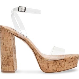 Steve Madden Lessa Cork Heel Clear 7